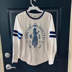 Snow White adult Long Sleeve Shirt - oatmeal  and Blue in color. Size medium